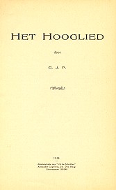 Het Hooglied - G.J. Pauptit - bewerkt door D. van Zuijlekom